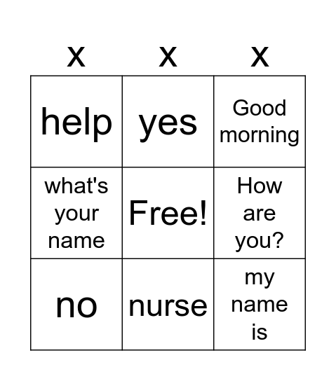 Aphasia Bingo Card