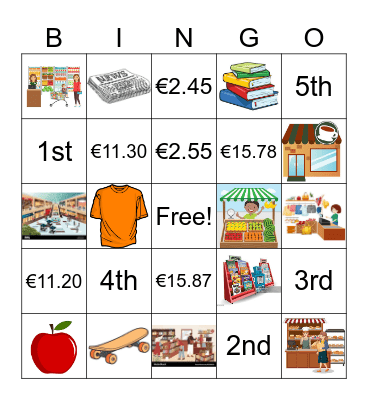 Going Shopping! Bingo Card