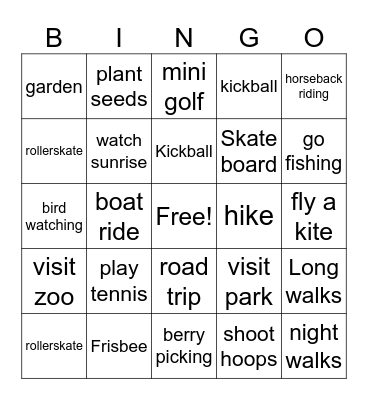 Spring Time Bingo Card