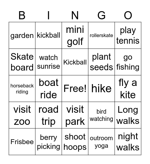 Spring Time Bingo Card