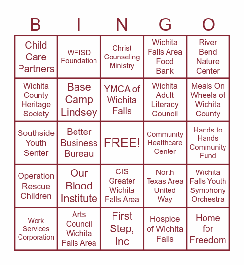 Nonprofit Showcase 2025 Bingo Card