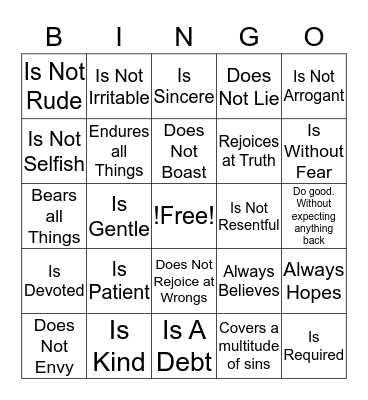 LOVE Bingo Card