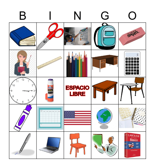 Útiles escolares Bingo Card