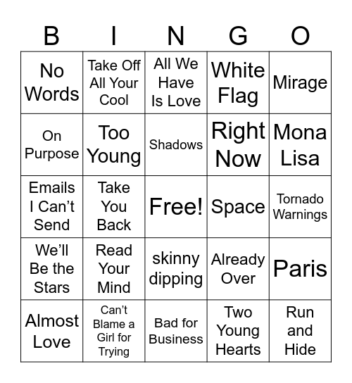 Carpenter Bingo Card