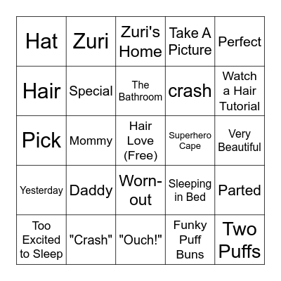 Hair Love Bingo Card