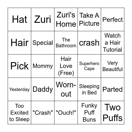 Hair Love Bingo Card