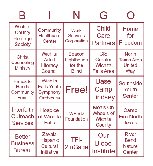 Nonprofit Showcase 2025 Bingo Card