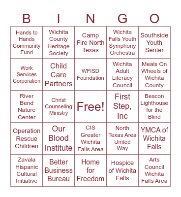 Nonprofit Showcase 2025 Bingo Card