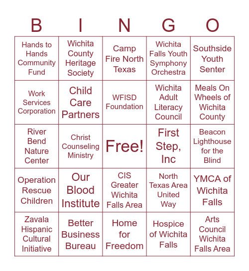 Nonprofit Showcase 2025 Bingo Card