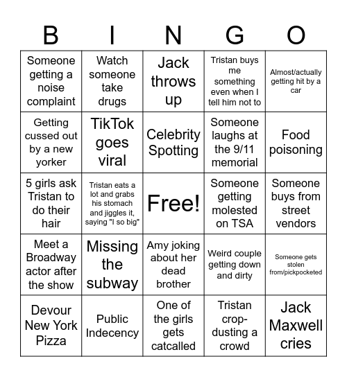 NYC 2025 Bingo Card