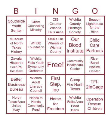 Nonprofit Showcase 2025 Bingo Card