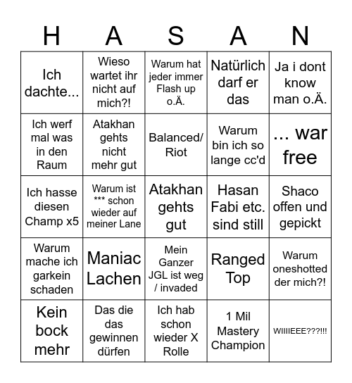 Tilto Milto Bingo Card