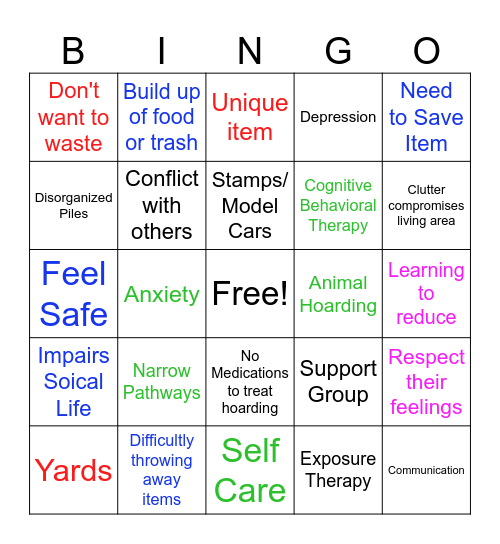 Hoarding/OCD Bingo Card