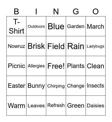 Sprin-GO! (Spring Bingo) Bingo Card