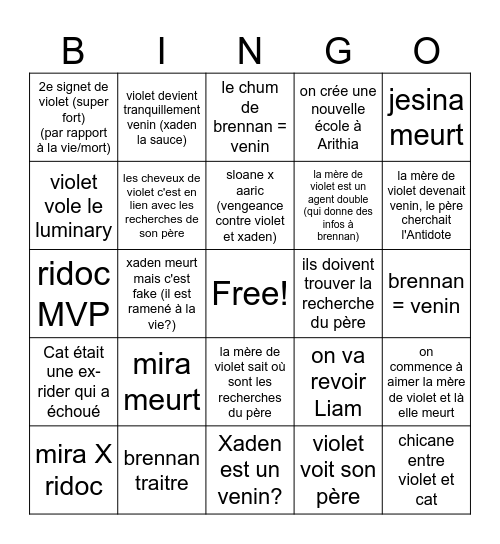 iron flame Bingo Card
