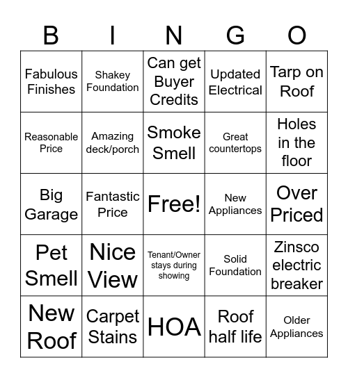 House tours with Clinton Bingo Card