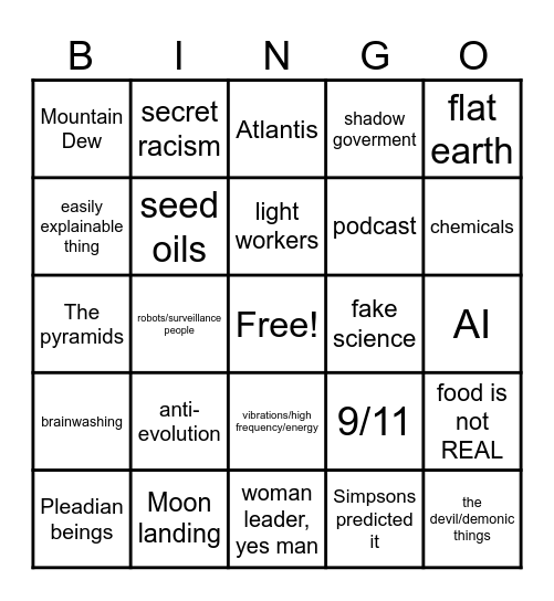 Schitzogram Bingo Card