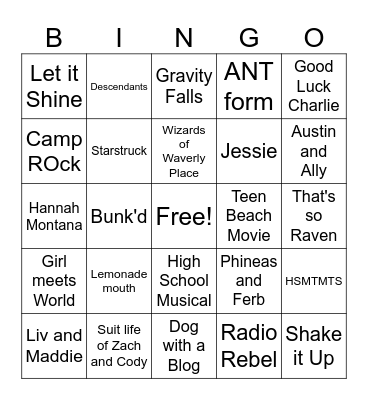 Disney Bingo Card