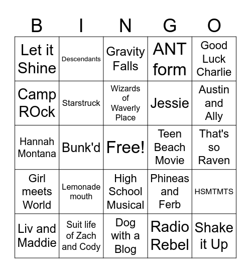 Disney Bingo Card