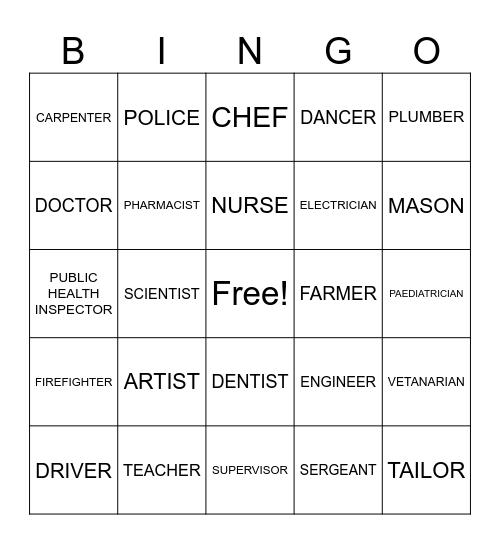 CAREERS Bingo Card
