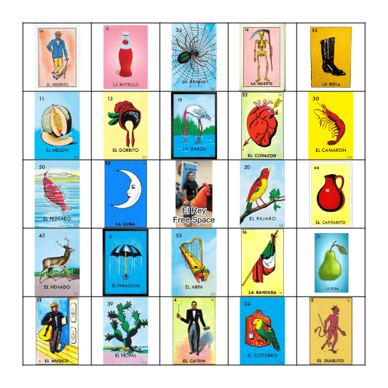 Loteria de Rey Bingo Card