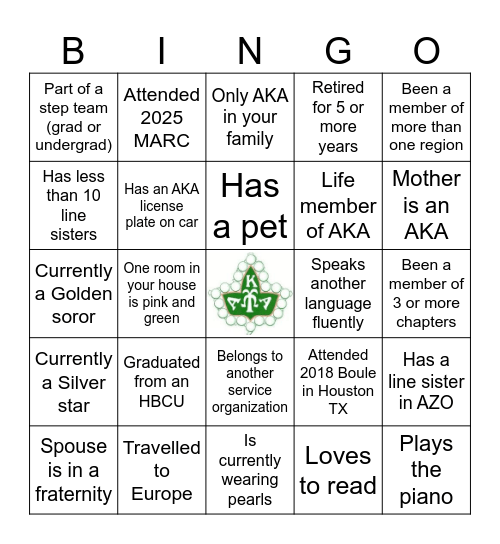 Alpha Zeta Omega Bingo Card