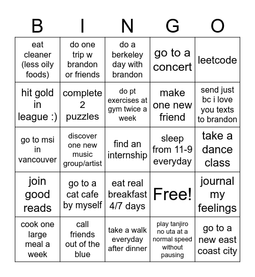 jocelyn's 2025 Bingo Card