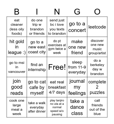 jocelyn's 2025 Bingo Card