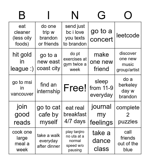 jocelyn's 2025 Bingo Card
