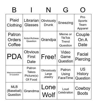 Trivia Night Bingo Card