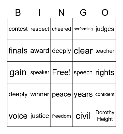 And the Winner Is Bingo Card