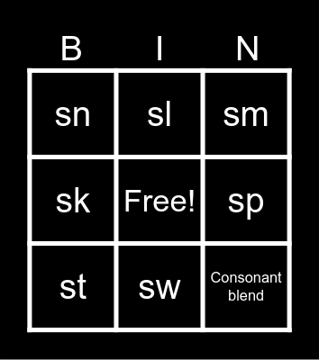 /S/ Blends Bingo Card