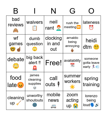 wf Bingo Card
