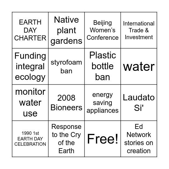 Earth Day 2025 Bingo Card