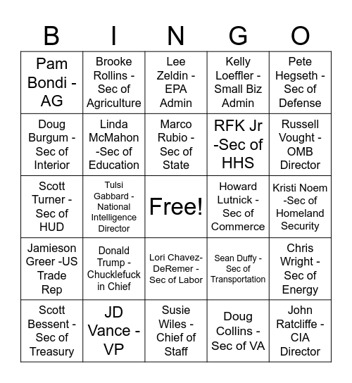 you’re fired bingo Card