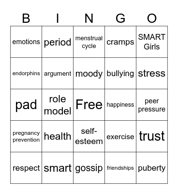 SMART GIRLS BINGO Card