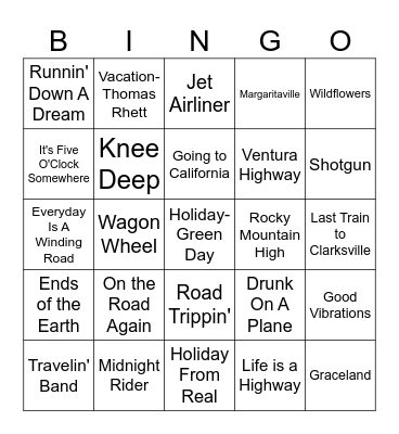 Spring Break Bingo Card