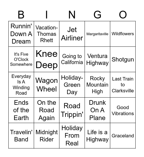Spring Break Bingo Card
