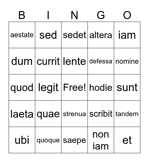 Ecce Romani I Ch. 1 & 2 Vocabulary Bingo Card
