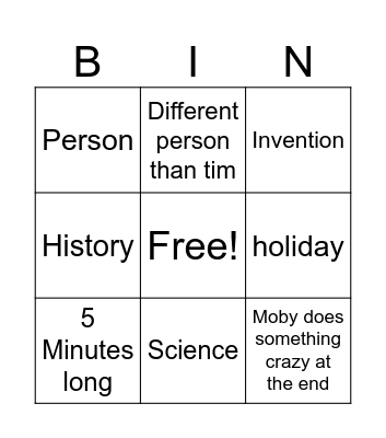 Brainpop Bingo Card