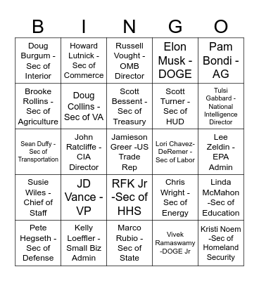 who’s gone next Bingo Card