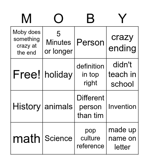 Brainpop Bingo Card