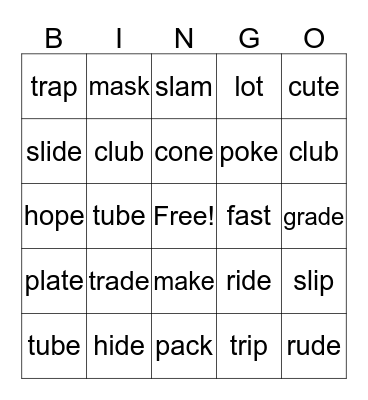 Flip the vowel Bingo Card