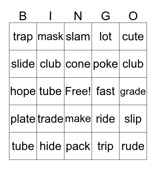 Flip the vowel Bingo Card