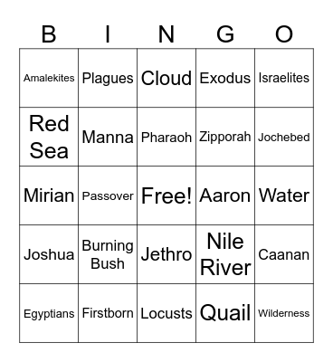 MOSES Bingo Card