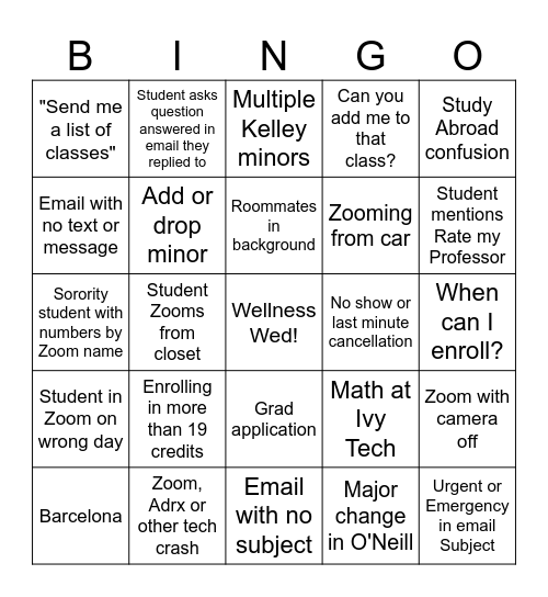 CSR Bingo! Bingo Card