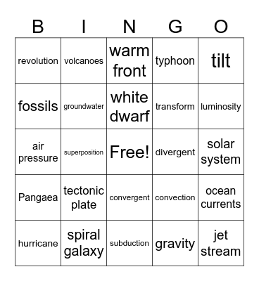 Category 3 Bingo Card