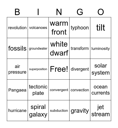 Category 3 Bingo Card
