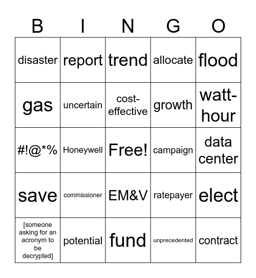 EE Bingo Card