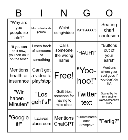 Frau Knoy Bingo 2 Bingo Card